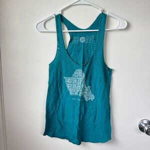 Size small HAWAII Island of OAHU turquoise racerback tank top Local Motion